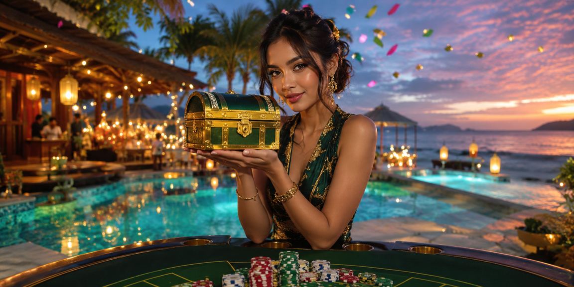 Permainan baccarat di suasana pasar malam yang semarak