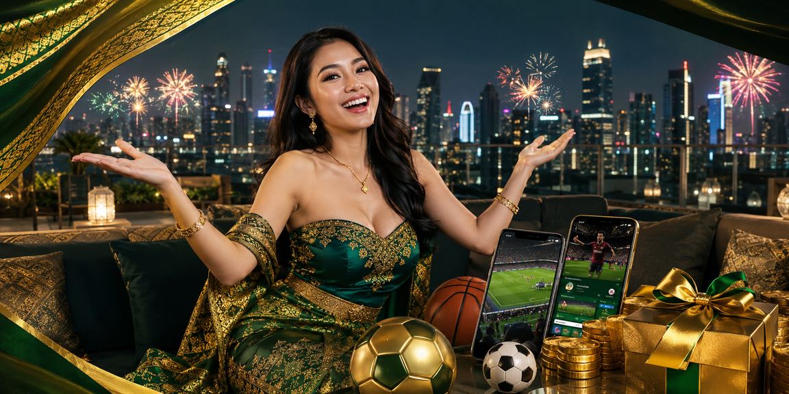 Suasana festival meriah dengan bonus registrasi yang ditampilkan di layar